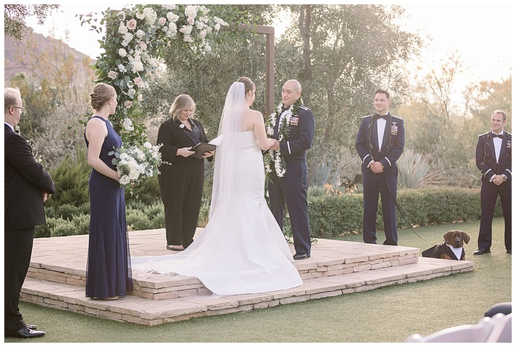 A Couple gets married outside at sunset in Scottsdale