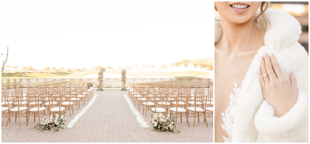 ceremony space with white and pink flowers at westin kierland