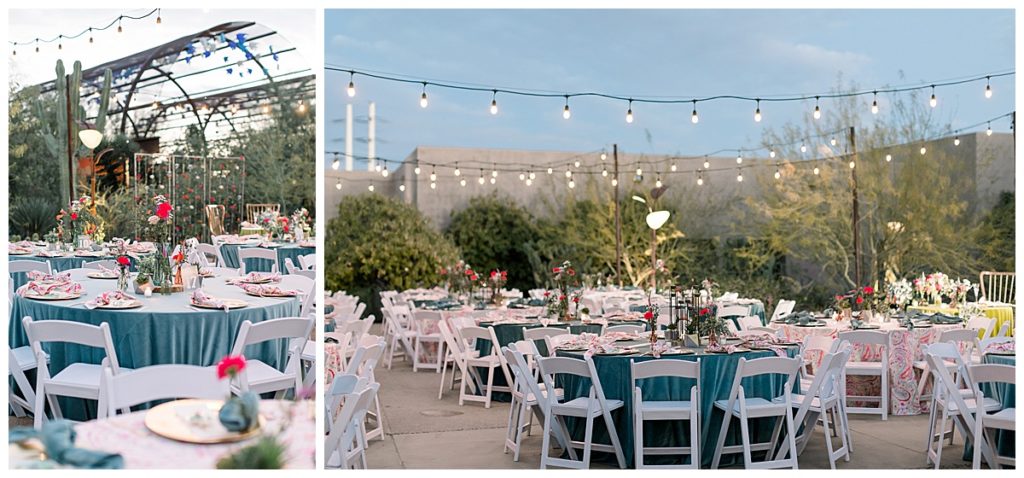 A couple gets married at the Desert Botanical Garden in Phoenix with colorful details