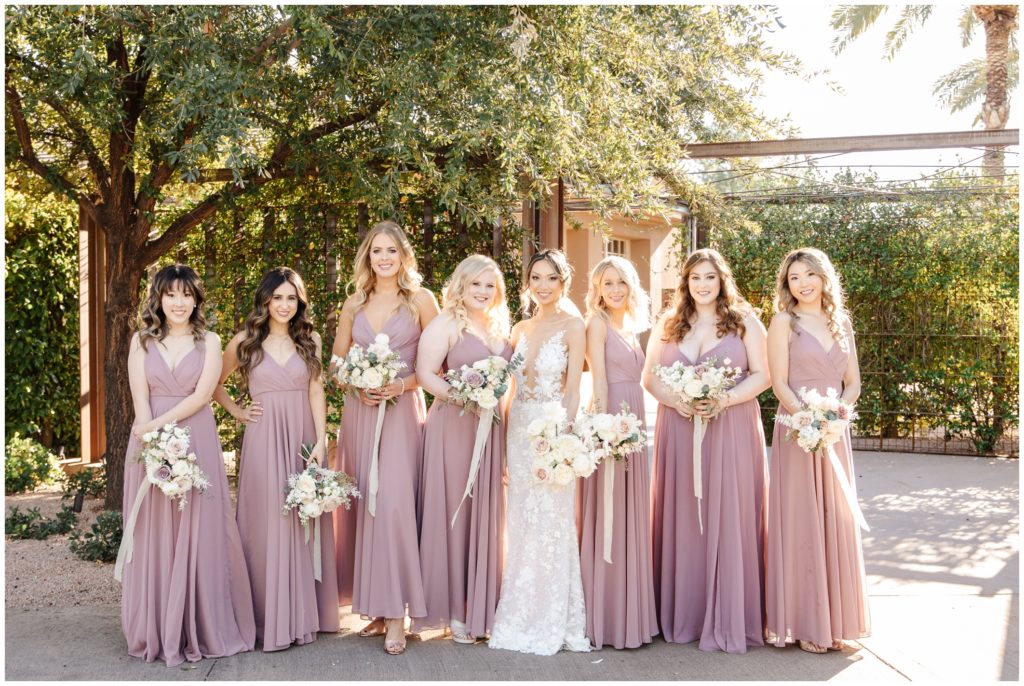 bridesmaids in dusty rose before wedding at westin kierland